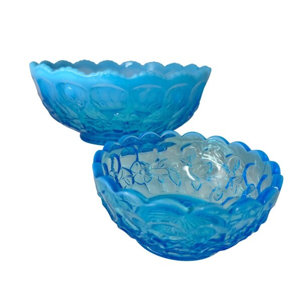 Fenton Other - Fenton Blue Opalescent Honeycomb Clover Pattern Master Berry Bowl 1910 Vintage